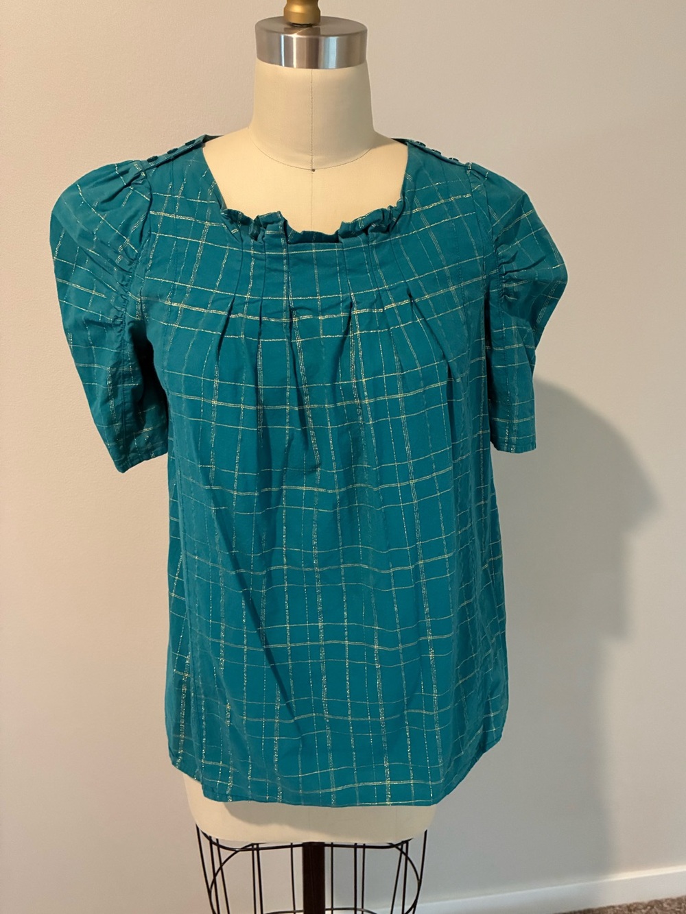 Marc by Marc Jacobs pleated blouse with lurex plaid
